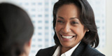 smiling woman in office